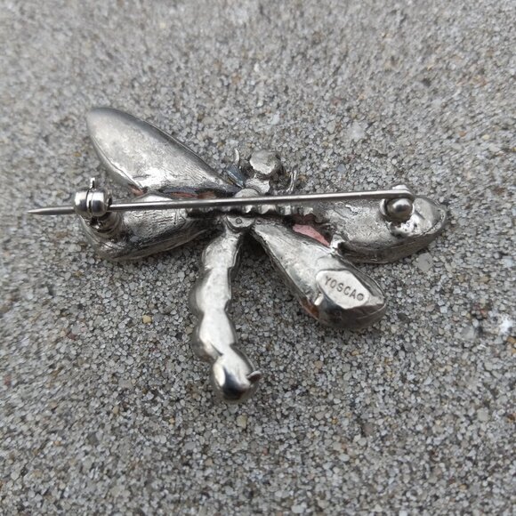 Gerard Yosca Brooch Figural Vintage Enamel Dragonfly in Silver, Orange + White - Picture 14 of 14